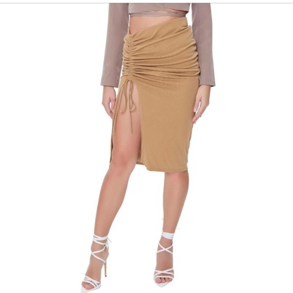 Forever 21 Ruched Drawstring Skirt – Cigar, Size XS
